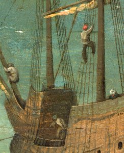 Détail du gréement du navire de la Tour de Babel, 1563 - Pieter Bruegel the Elder